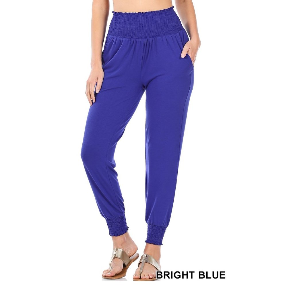 High Waisted Smocked Lounge Pants - Hides your tummy for a slimmer look